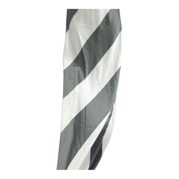 Silver gray white diagonal striped colorblock satin effect maxi skirt size large - Picture 3 of 10